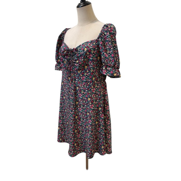 Floral Cottagecore Smocked Dress XL Puff Sleeve Milkmaid Grunge Fairy Spring - Picture 4 of 8